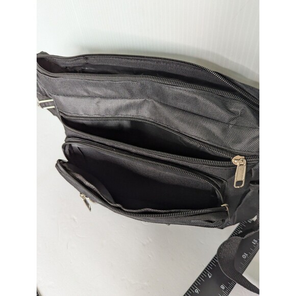 Unisex Mens Shoulder Bag Crossbody Black Nylon Strap Zip Compartments Light Pack - Picture 16 of 16